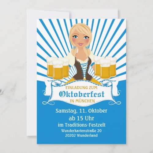 Waitress with Beer Stein Invitation