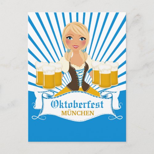 Waitress with Beer Stein Postcard