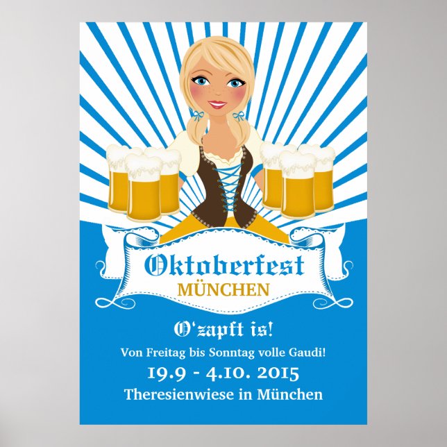 Waitress with Beer Stein Poster (Front)