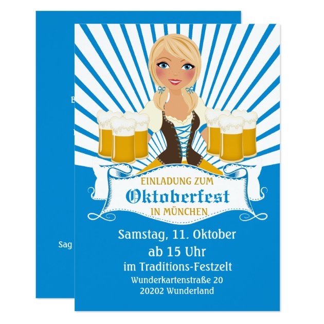 Waitress With Stein Oktoberfest Invitation