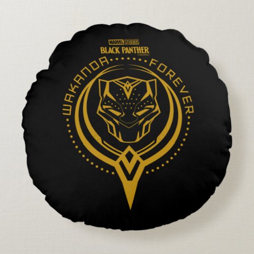 Wakanda Forever  Black Panther Sigil Round Pillow