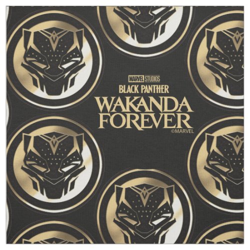 Wakanda Forever  Golden Black Panther Medallion Fabric