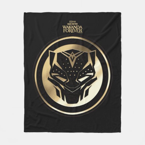 Wakanda Forever  Golden Black Panther Medallion Fleece Blanket