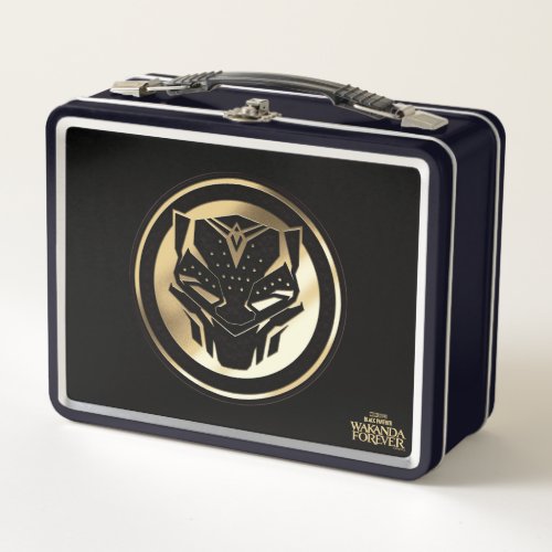 Wakanda Forever  Golden Black Panther Medallion Metal Lunch Box