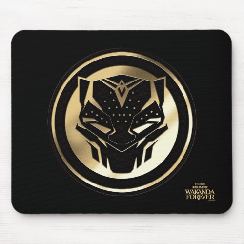 Wakanda Forever  Golden Black Panther Medallion Mouse Pad