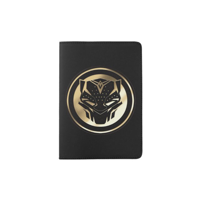 Wakanda Forever | Golden Black Panther Medallion Passport Holder (Front)