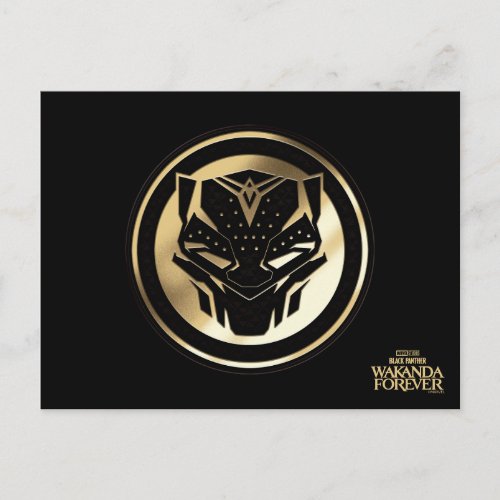 Wakanda Forever  Golden Black Panther Medallion Postcard