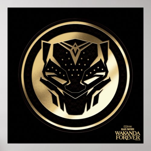 Wakanda Forever  Golden Black Panther Medallion Poster