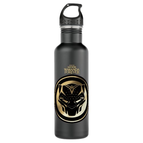 Wakanda Forever  Golden Black Panther Medallion Stainless Steel Water Bottle