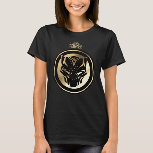 Wakanda Forever  Golden Black Panther Medallion T_Shirt