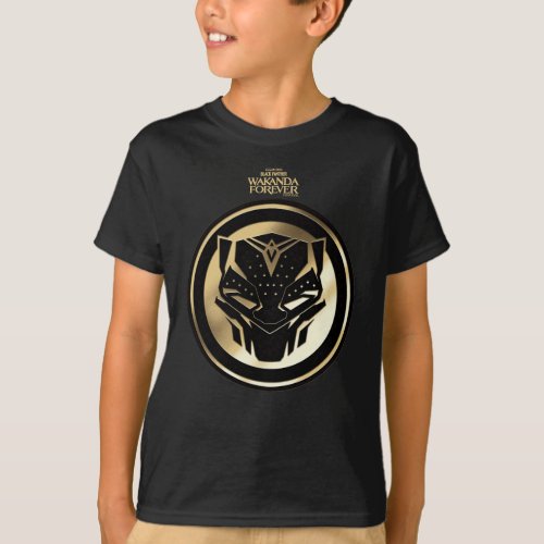 Wakanda Forever  Golden Black Panther Medallion T_Shirt