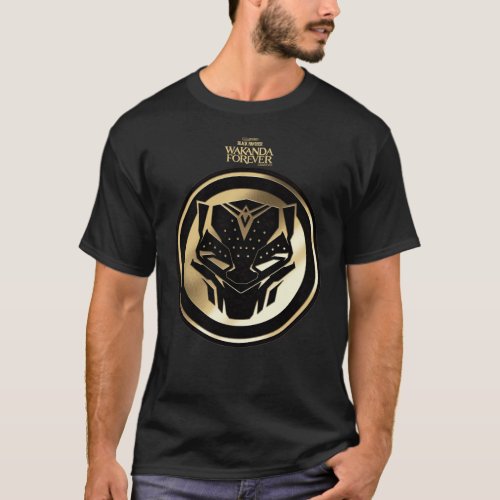 Wakanda Forever  Golden Black Panther Medallion T_Shirt