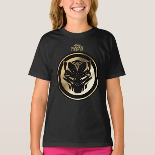 Wakanda Forever  Golden Black Panther Medallion T_Shirt