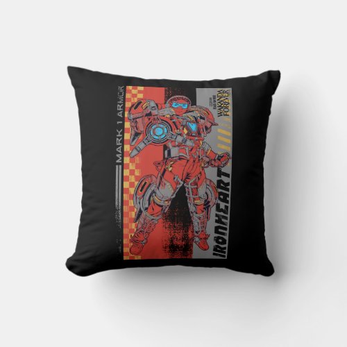 Wakanda Forever  Iron Heart Mark 1 Armor Throw Pillow