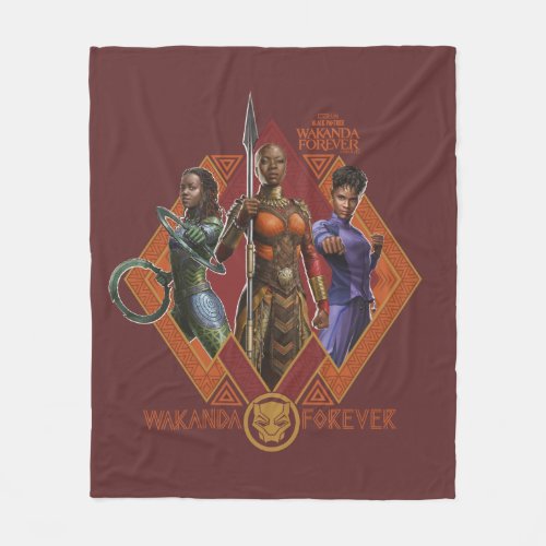 Wakanda Forever  Nakia Okoye Shuri Fleece Blanket