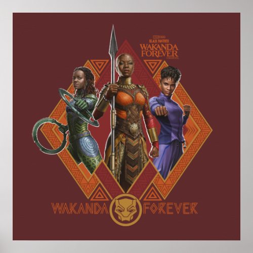 Wakanda Forever  Nakia Okoye Shuri Poster