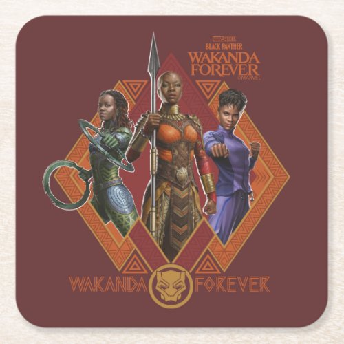 Wakanda Forever  Nakia Okoye Shuri Square Paper Coaster