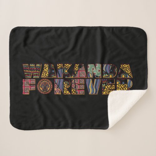 Wakanda Forever Patterned Letters Sherpa Blanket