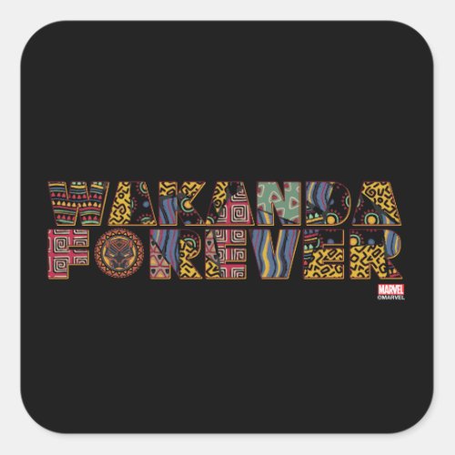 Wakanda Forever Patterned Letters Square Sticker