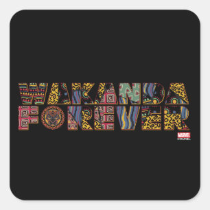 Wakanda Forever Patterned Letters Square Sticker
