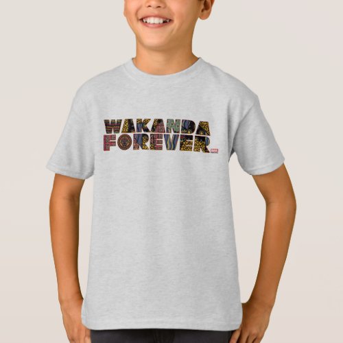Wakanda Forever Patterned Letters T_Shirt