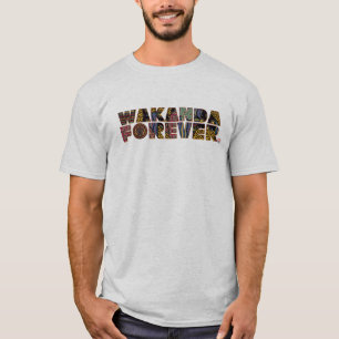 Wakanda Forever Patterned Letters T-Shirt