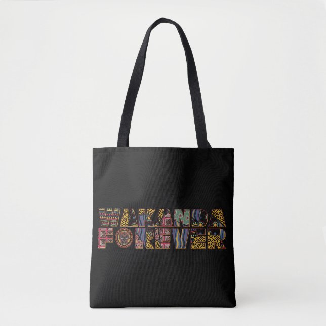 Wakanda Forever Patterned Letters Tote Bag (Front)
