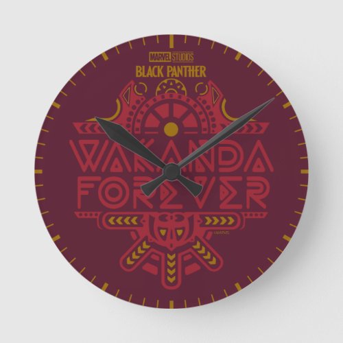 Wakanda Forever  Tribal Title Graphic Round Clock
