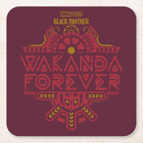 Wakanda Forever  Tribal Title Graphic Square Paper Coaster