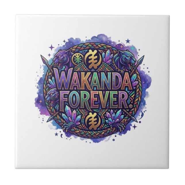  Wakanda Forever Tribal Warrior T-Shirt Ceramic Tile (Front)