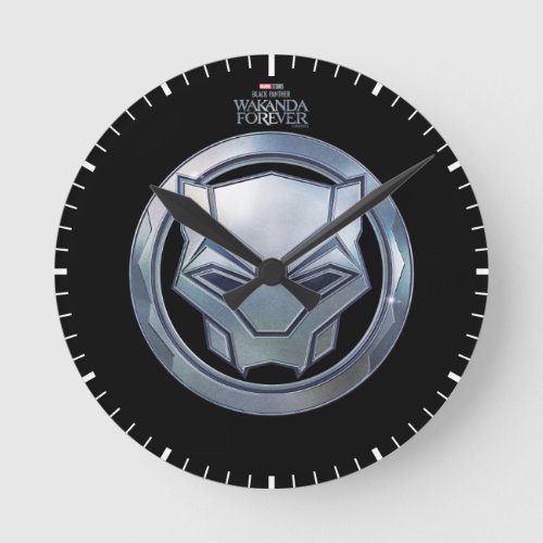 Wakanda Forever  Vibranium Black Panther Icon Round Clock