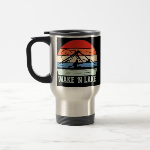 Wake And Lake Canoeing Kayaking Water Sport  Travel Mug