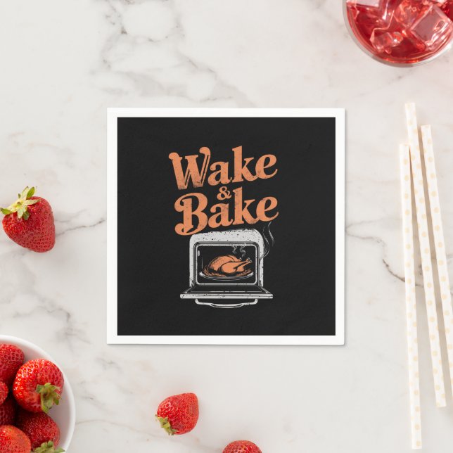 Wake Bake Turkey Dinner Funny Thanksgiving  Napkins (Insitu)