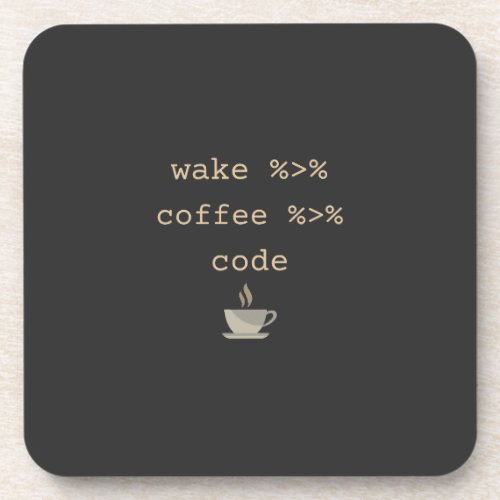 Wake coffee then code programming  beverage coaster