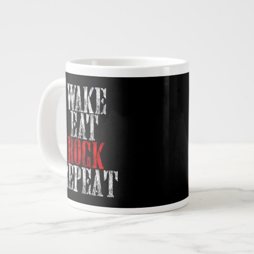 WAKE EAT ROCK REPEAT wht Large Coffee Mug