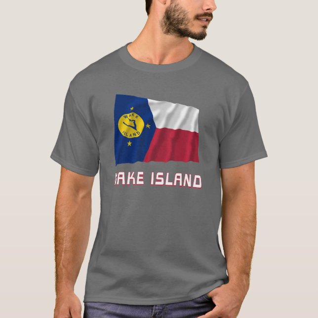 Wake Island Waving Flag with Name T-Shirt (Front)