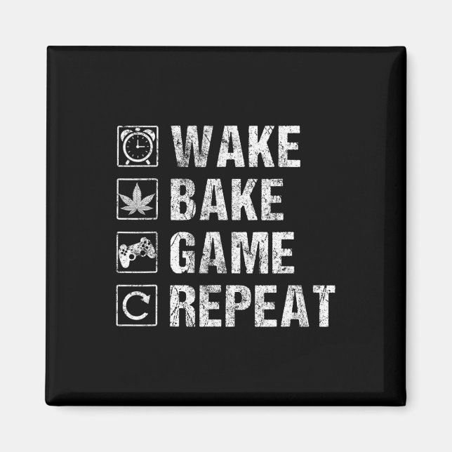 Wake Ke Game Repeat Video Game Weed Smoker Pot Gif Magnet (Front)