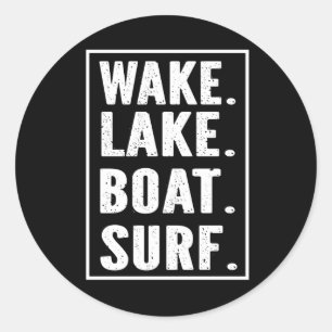 Wake Lake Boat Surf Classic Round Sticker
