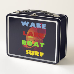 Wake Lake Boat Surf Metal Lunch Box