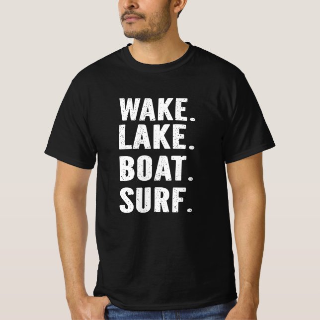 Wake Lake Boat Surf T-Shirt (Front)