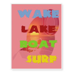 Wake Lake Boat Surf Temporary Tattoos