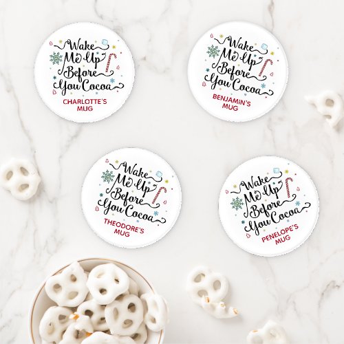 Wake Me Up Before You Cocoa Cute Personalized Name Coaster Set