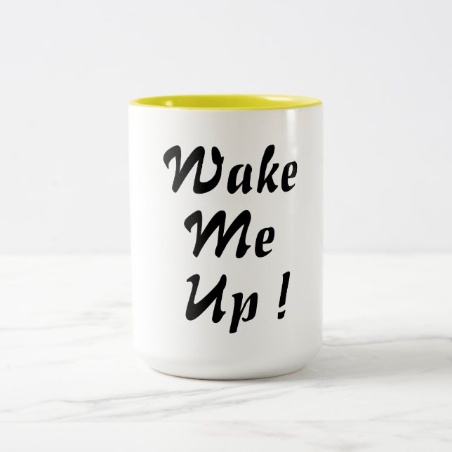 wake me up coffee mug design whimsical chic funny (Center)