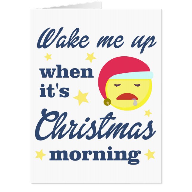 Wake Me Up Funny Quote Blue Text Card (Front)