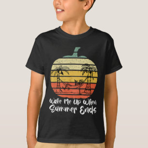 Wake Me Up When Summer Ends Funny Skeleton Hallowe T-Shirt