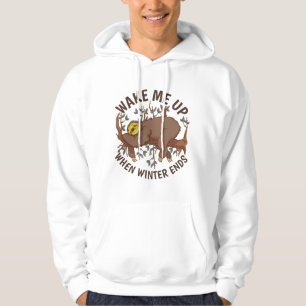 Wake Me Up When Winter Ends Funny Sloth Art Hoodie