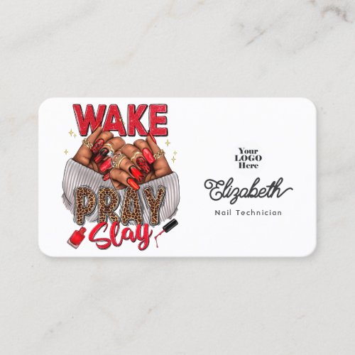 Wake Pray Slay Nail Salon Business Card Design