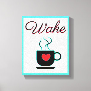 Wake Sign for Kitchen, Coffee, Teal, Red, Black