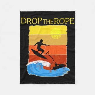 Wake Surfing Gift Shirt Boat Lake Wakesuring Drop Fleece Blanket