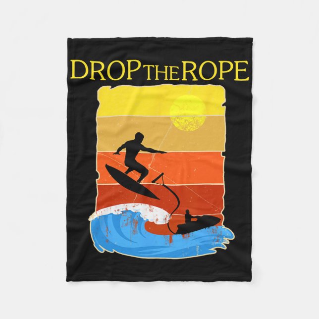 Wake Surfing Gift Shirt Boat Lake Wakesuring Drop  Fleece Blanket (Front)